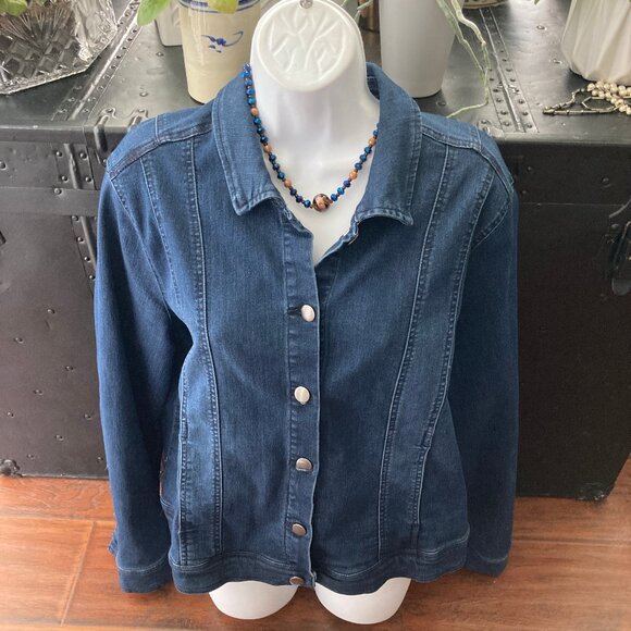 Dana Buchman Blue Denim Jean Jacket Metal Buttons X Large - Picture 6 of 7